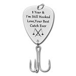 Anniversary Hook Gift for Him Her Fisherman Gifts for Husband Boyfriend 1 Year & I'm Still Hooked Fishing Lure Gifts First Year Gift Wedding 1st Year Anniversary Hook Valentine's Day Birthday Gift