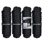 Amarine Made Dock Lines, 4pcs Boat Dock Lines 5/8” X 20’, 15” Eyelet Double-Braided Boat Lines Docking 1540lbs Working Load, Nylon Dock Ropes with 7700lbs Strength, for Boat Outdoor Activities, Black
