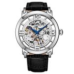 Stuhrling Original Skeleton Watches for Men - Mens Automatic Watch Self Winding Mens Dress Watch - Mens Winchester 44 Elite Watch Mechanical Watch for Men, Silver/Black, Automatic Watch,Mechanical