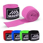 MAVIKS Boxing Hand Wraps 120 and 180 inch Bandages for Martial Arts Kickboxing Muay Thai MMA Training Sparring Men Women Inner Gloves Elastic Handwraps with Thumb Loop Mitts Protector (120, PINK)