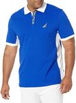 NAUTICA Men's Short Sleeve Color Block Performance Pique Polo Shirt, Bright Cobalt, 3X-Large US