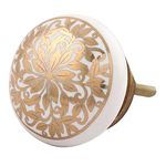 IndianShelf 4 Pieces Gold Flower Ceramic Luxurious Drawer Knobs for Kitchen Cabinet Hardware Door Pulls Decorative Dresser Designer