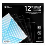 BIG FUDGE 25 Pack Vinyl Record Outer Sleeves 12" LP | Durable & Wrinkle-Free | Crystal Clear & Made from High-Density Polypropylene | 3 mm Thick, 12.75” x 12.75” | Fits Most Gatefolds and Double LPs