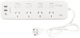 HPM General Purpose 4 Outlet USB Switched Powerboard White