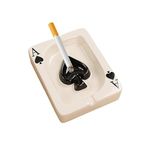 DIY Creative Ceramic Ashtray Portable Modern Ashtray Poker Outdoor Indoor Tabletop Cigar Ashtray Home Office Desk Smoking Ash tray Fashion Decoration Men's Women's Handmade Gifts (Black)