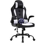 BestOffice PC Gaming Chair, Racing Office Chair, Ergonomic Desk Chair, Massage PU Leather Recliner, Computer Chair with Lumbar Support Headrest Armrest Footrest Task Chair |White|44.5-47.6 "