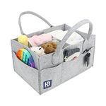 HY DOT Baby Nappy Caddy Organiser 3mm Thick Grey Felt Nursery Storage Baskets Baby Wipes Bag Diaper Caddy Mom Wishlist Baby Newborn Essentials Gifts with Changing Caddy Compartments (Grey)