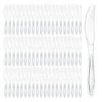 100 Clear Plastic Knives | Heavy Duty Plastic Silverware Knives | Fancy Plastic Cutlery | Elegant Disposable Knives Pack | Bulk Disposable Flatware | Plastic Utensils Set | Nice Disposable Silverware