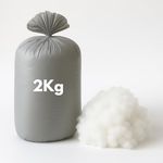 BeddingHome Luxury White Fluff Hollow Fibr Bed Pillow Filling 2kg | Virgin Polyester Bed Cushion Stuffing for Crafts | Washable Bed Cushion Bean Bag Filling for Sofa (2KG)