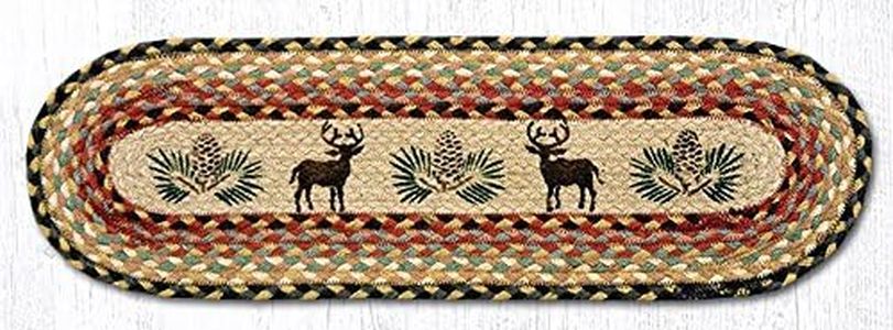 Earth Rugs 8.25" x 27" Oval Printed Braided Stair Treads (Set of 13) (Deer Pinecone)