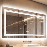 LUVODI Bathroom Mirror with LED Light: 1200x800mm Large Dimmable Lighted Wall Illuminated Vanity Mirror with Demisting Smart Touch Switch, Memory Function Backlit and Front Lighted