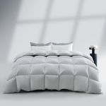 SWITTE Luxury 750 Fill Power Feather Down Duvet Cal-King Size, All Season 65oz Fluffy Duvet Insert, Ultra-Soft 420 TC Poly-Cotton Down Proof Shell, 3D Baffle Box Design, Oeko TEX Certified White