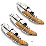 Professional Waiter Corkscrew Wine Key for Bartenders Set of 3,With Large Rose-Wood Handle Stainless Steel Handle Wine Tool Wine Opener for Bar Restaurant Waiters, Sommelier, Bartenders