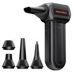 WOLFBOX MF60 Compressed Air Duster -110000RPM Super Power Electric Air Duster, 3-Speed Rechargeable Cordless Air Blower with Fast Charging, Compressed Air Cleaner for PC, Car, Home, 5 Nozzle