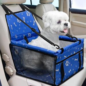 KUTKUT Pet Car Booster Seat Travel Carrier Cage, Oxford Breathable Folding Soft Washable Travel Bags with Seat Belt for Dogs Cats or Other Small Pet (Blue, Size: 40 x 34 x 25cm)