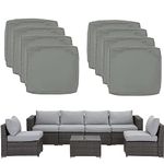 Patio Cushion Covers Replacement, 8-Piece Outdoor Sectional Rattan Sofa Set, Waterproof Chair Seat Cover for Sofa Couch Furniture Outside Zipper Design (Color : Gris, Size : 27x25x5in)
