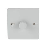 Schneider Electric Ultimate Flat Plate - Single 2 Way Dimmer Light Switch, Main and Low Voltage, 400W/VA, GU6212CPW, Painted White