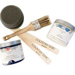 Furniture Painting Kit for Beginners - Country Chic Paint Eco-Friendly DIY Chalk Style Furniture Paint, Paint Brush, & Durable Clear Top Coat Bundle - Liquorice [Black] - pint (16 oz)