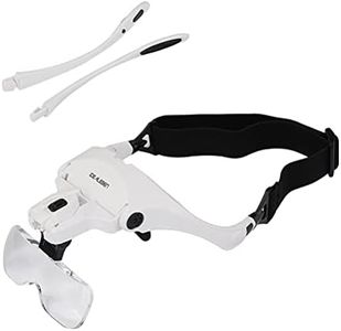 BUYGOO Magnifying Glasses with Light, Head Mount Magnifier Lunette Loupe Avec Lumiere 2 LED Magnifying Glasses Headset, Additional Headstrap for Close Work, Jewelry Work, Watch Repair, Reading Aid