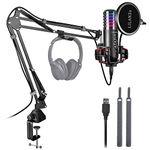 LILANZo Gaming Microphone for PC, RGB USB PC Mic with Mute, Gain, Monitoring, Echo, Sound Optimization, Boom Arm Gaming Mic for Streaming, Podcast, Twitch, YouTube, TikTOK, Computer, PS4, PS5, Mac