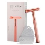 Better shave Bettershave Single Blade Razors for Women Set (Reusable metal handle + 5 blades) Safety Razor for Women Shaving Sensitive Skin on Body, Legs and Bikini area - Rose Gold