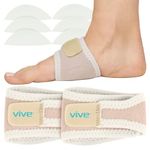 Vive Arch Support Brace (Pair) - Plantar Fasciitis Gel Strap for Men Woman - Orthotic Compression Support Wrap Aids Foot Pain High Arches Flat Feet Heel Fatigue - Insert for Under Socks and Shoes