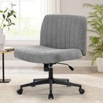 Bosmiller Office Chair Armless Desk Chair with Wheels, Sherpa Padded Wide Seat Home Office Chairs, 120° Rocking Mid Back Cute Computer Chair for Bedroom, Vanity, Makeup