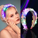 Vakkery Light Up Headband LED Flash Glowing Hair Bands Headbands Laser Hair Hoop for Nightclub Costume Headwear Festival Party Hair Accessories for Women