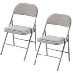 Charles Jacobs Cushioned Fabric Folding Chairs with a Grey Metal Frame - Set of 2