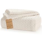 Linen Hub 100% Cotton Prewashed Waffle Weave Blanket King Size 102x90 inches - Perfect Blanket Layer for Couch Bed Sofa - Lightweight Soft Breathable All Season Blanket Ivory Cream