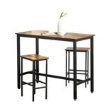 Urban Decor Engineered Metal & Wooden Dining Table Set with 2 Stools for Bar | Wooden Table Chairs Kitchen Bar Height Table with Stools