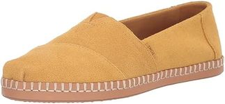 TOMS Women's Alpargata Leather Wrap Loafer Flat, Amber Gold Suede, 9.5