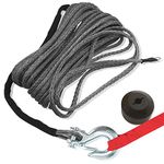 TYT Synthetic Winch Rope Kit, 3/16" x 50' Synthetic Winch Line Cable Rope with Black Protecing Sleeve, Snap Hook and Rubber Stopper for 4x4/ATV/UTV/Jeep(Advanced Load 7,000 lbs - Iron Gray)