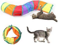 Andiker Cat Tunnel, S-Shape Cat Tunnel Pet Tube Collapsible Play Toy Indoor Outdoor Toys for Exercising Hiding Training and Running Cat Puzzle Toy with 2 Side Holes (Multi-Colored)