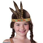 BLUE GARLIC Feather Headdress | Native American Indian Inspired costume boys girls