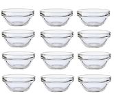 Luminarc Set of 12 Glass Dip Bowls Sauce Condiment Stacking Serving Dishes 6cm x 3cm