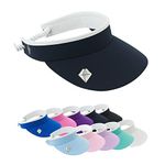 Pure Golf Womens Visor | Telephone Wire | Built in Magnet | Hand Enamelled 25mm Ball Marker | Rigid Peak | Multiple Colours | Golf Visor | Tennis Visor (Navy)