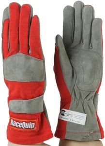 RaceQuip Race Gloves 351 Series 1 Layer Nomex SFI 3.3/1 Certified Red Medium 351013