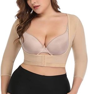 woahee Women's Arm Shaper Plus Size Arm Faja Compression Sleeve Garment Post Surgical Arm Shapewear, Nude, 3X-Large