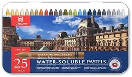 25 Colors Water Soluble Pastels, Watercolor Pastels Set for Beginners and Hobbyists, Includes Sharpener, Palette & Brush for Vibrant Art Creations (Europe)
