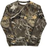BEAUDRM Men's Vintage Camo Sweatshirts Crew Neck Fleece Shirt Long Sleeve Pullover Camouflage Hunting Tee Tops Streetwear Green Small