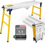 VKE Galvanized Steel Large Work Platform Support 1000 lbs 55"x14", Height 27 to 43 inches Adjustable Folding Portable Platform, Corrosion Resistance Platform Ladders with Rollers Easy to Move Store