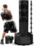 RDX Kids Freestanding Punching Bag with Gloves & Cover, 4FT Heavy Duty Junior Ronin Target Pedestal Bag Set, Suction Cup Stand Base, Free Standing Kickboxing MMA Boxing Muay Thai Karate Home Fitness