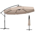 COSTWAY 3M Patio Cantilever Parasol, Garden Offset Hanging Umbrella with Cover, Tilt Function, Crank and Ruffled Edge, Outdoor Waterproof Sun Protection Canopy Shade (Beige)