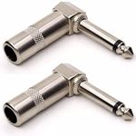 fdealz® [ 2 Pieces ] Right Angle 1/4" TS Mono Phone Plug Guitar Audio Connector 6.35mm Jack ; 6.35MM Mono Soldering Metal Connector DIY, Make own Cable