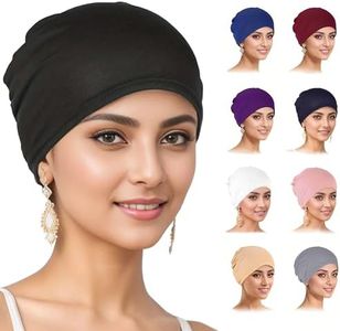 9 Pieces Solid Women Chemo Hat Stretchy Turban Beanie,Pre Tied Chemo Head Scarf Beanie Skull Cover Cap for Women Hair Loss, Multi