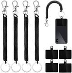 Konohan 4 Sets Phone Lanyard Tether with Patch Phone Tether Phone Strap for Drop Protection Outdoor Hiking Cycling Climbing(Black)