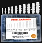 Hose Barb Fitting, Plastic Barb Joint Splicer Mender Adapter Union for Pipe Air Line,5/32"x5/32",3/16"x3/16",7/32"x7/32",1/4"x1/4",5/16"x5/16",3/8"x3/8",7/16"x7/16",1/2"x1/2",5/8"x5/8",3/4"x3/4",50Pcs