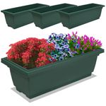 Outland Living 4 Pieces 26.5 Inches Outdoor and Indoor Rectangle Plastic Planter Box Perfect for Succulents Vegetables and Flower Gardening - Large: 7.4 Gallons (26.5" x 9.5" x 8”), Forest Green