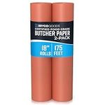Pink Butcher Paper Roll - 2 Pack of 18 Inch x 175 Feet Rolls - Food Grade Peach Wrapping Paper for Smoking Meat of all Varieties - Made in USA